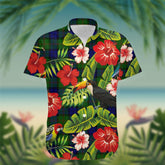 Dundas Tartan Hawaiian Shirt Hibiscus, Coconut, Parrot, Pineapple - Tropical Garden Shirt